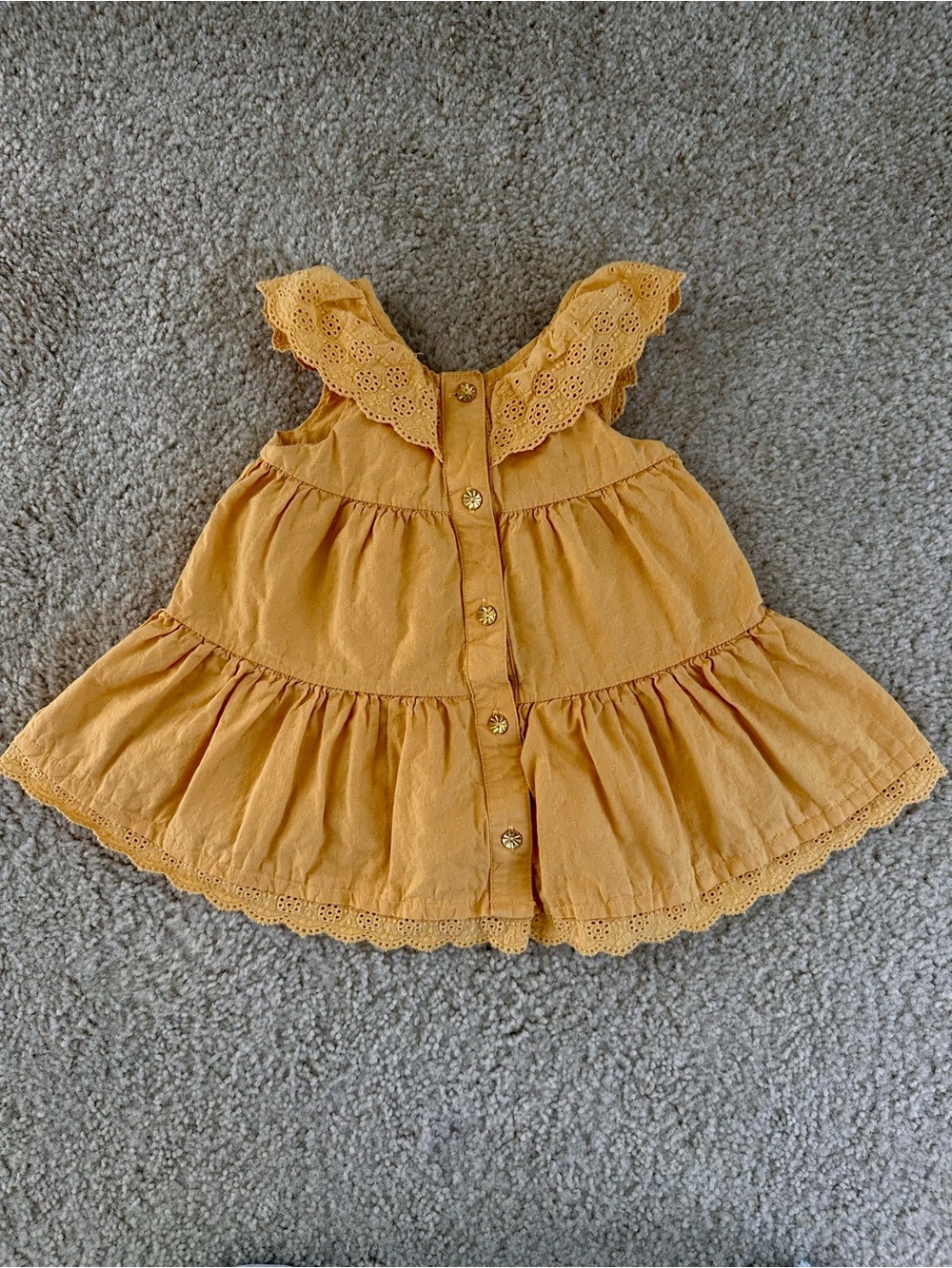 Artisan Ny Mustard Eyelet Ruffle Button Dress